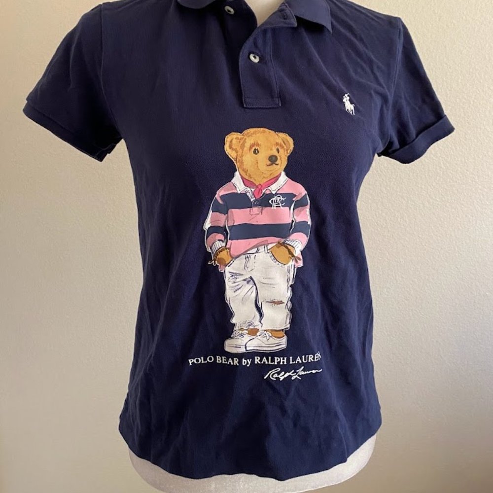 Women's short-sleeved cotton polo shirt with 2 buttons